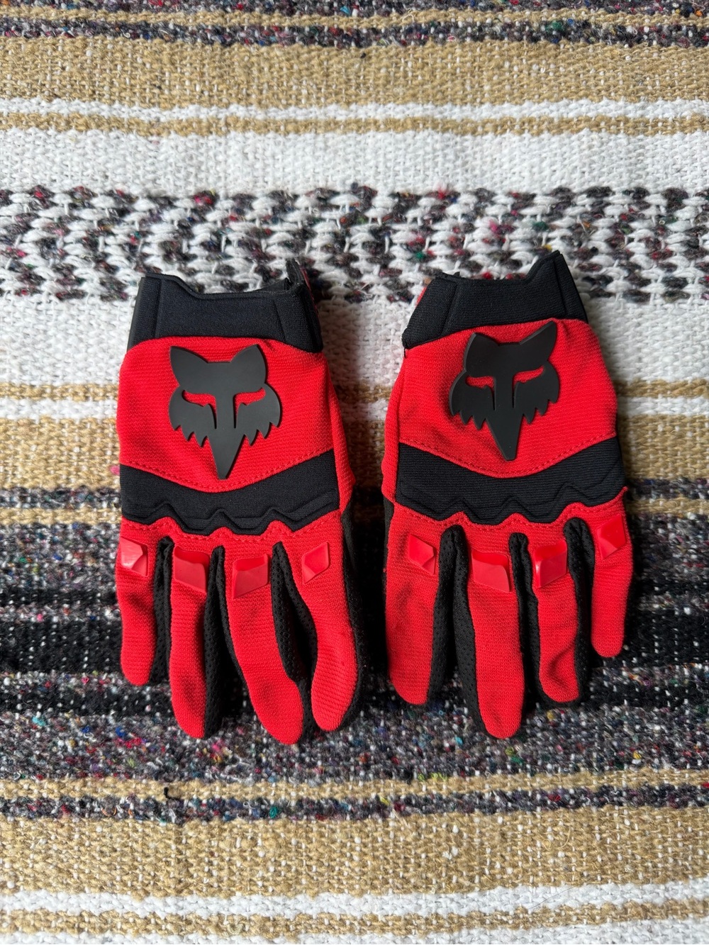 Fox Red and Black Youth Motocross Gloves